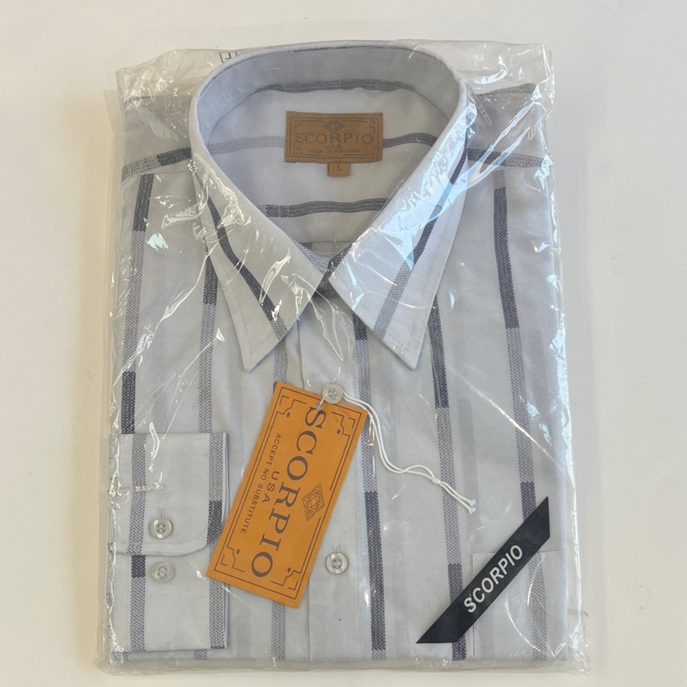New Scorpio Men’s Gray Striped Shirt in size large